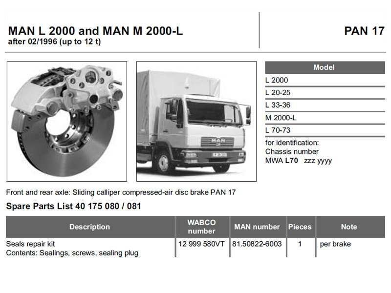 WABCO Reparatursatz. Bremssattel (LKW) 10847602 Versiegelungsset, Außenplanetary