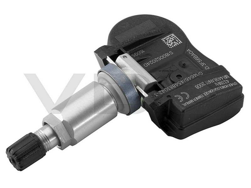 VDO Tire pressure sensor 10925899 Version: TG1C, Permissible maximum speed [km/h]: 250, Rims: for steel rims, for light alloy rims, Valve stem material: Aluminium, Colour: Silver, Frequency Range [MHz]: 433, Follow installation instructions: