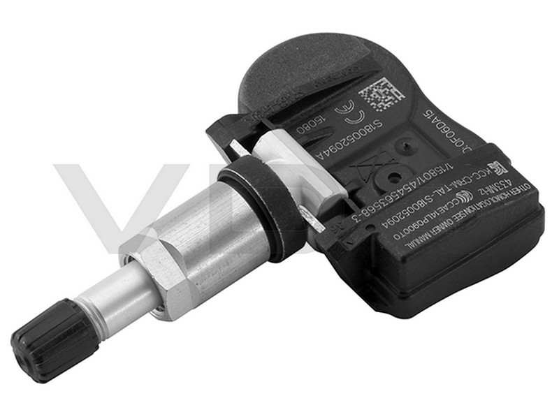 VDO Tire pressure sensor 10926274 Version: TG1C, Permissible maximum speed [km/h]: 250, Rims: for steel rims, for light alloy rims, Valve stem material: Aluminium, Colour: Silver, Frequency Range [MHz]: 433, Follow installation instructions: