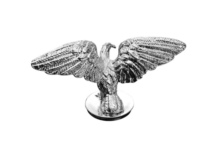 HIGHWAY HAWK Deko-Logo 116126 Breite Flügel, Kotflügel, groß, Breite: 12 cm, Höhe: 6 cm, verchromtes Aluminium