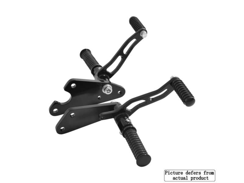 HIGHWAY HAWK Foot Rail System 116341 Premium Classic Foot River System with Milled Pedals, Matt Black Steel, Shift: 22cm