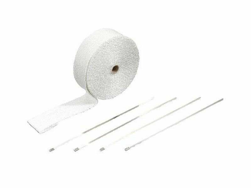 HIGHWAY HAWK Bandage 116640 Heat resistant white exhaust bandage, 15m x 50mm, 4pcs stainless steel cable harness