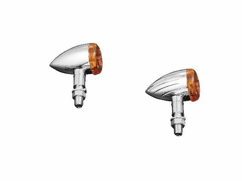 HIGHWAY HAWK Blinker für Motorräder (universal) 117202 Richtungstechnologie Gleit glatt (2 PCs), E-Marken, Chrom, Gelblinse, M10 Fastenel, 12V21W R38 mm Tiefe: 62 mm