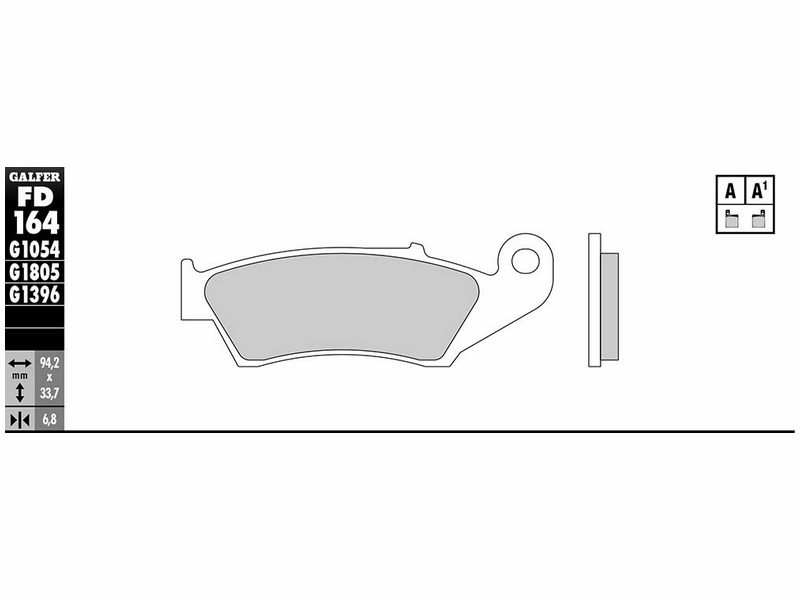 GALFER MOTO Brake pad for motorcycle 10600254 Semi Metal, Scooter, Off-Road, Street, Sport, GP, Set, For a Brake Disc!