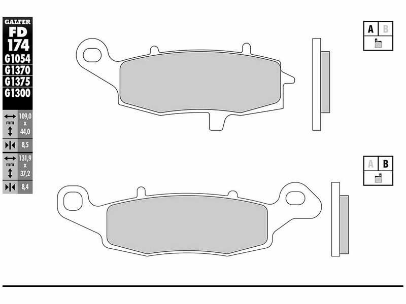 GALFER MOTO Bremsbeläge für Motorräder 10600281 Semi Metal, Scooter, Offroad, Straße, Sport, GP, Set, für eine Bremsscheibe!