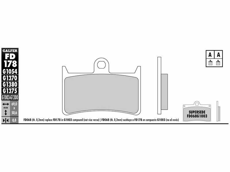 GALFER MOTO Bremsbeläge für Motorräder 10600298 Sintert, Straßenfront, Sportfront, GP -Front, Set, für eine Bremsdiskretion!