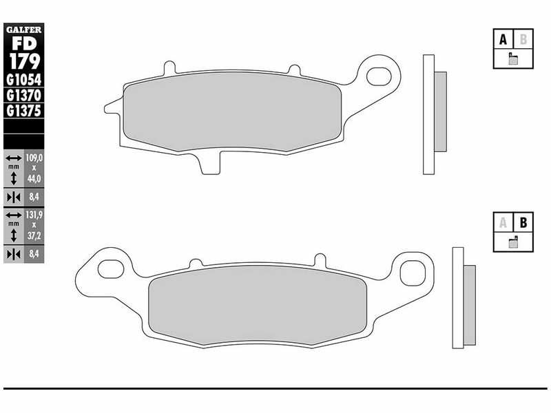 GALFER MOTO Bremsbeläge für Motorräder 10600300 Semi Metal, Scooter, Offroad, Straße, Sport, GP, Set, für eine Bremsscheibe!