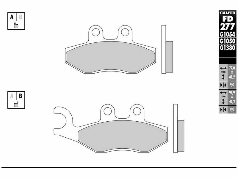 GALFER MOTO Bremsbeläge für Motorräder 10600433 Halbmetall, Roller, Set, für eine Bremsscheibe!