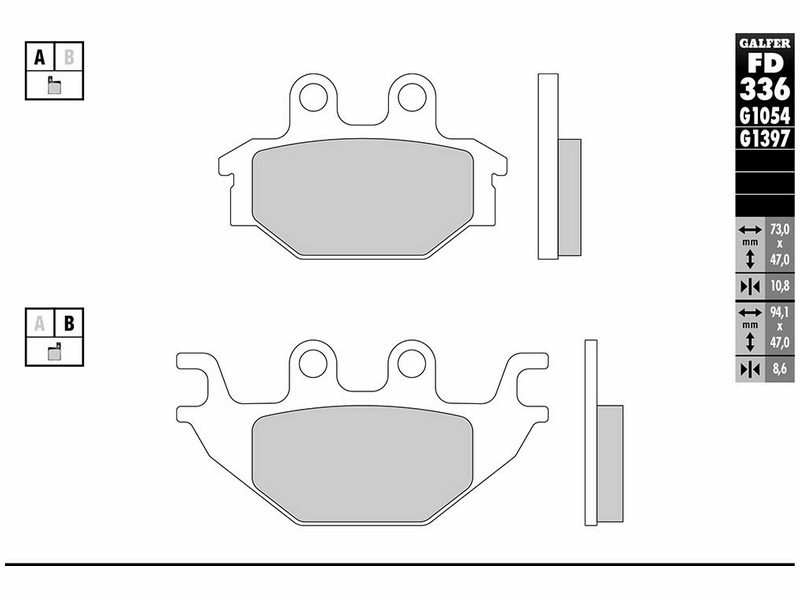 GALFER MOTO Bremsbeläge für Motorräder 10600496 Semi Metal, Scooter, Offroad, Straße, Sport, GP, Set, für eine Bremsscheibe!