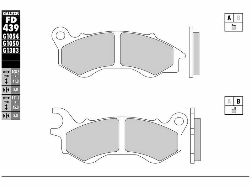 GALFER MOTO Brake pad for motorcycle 10600588 Semi metal, scooter, set, for a brake disc!