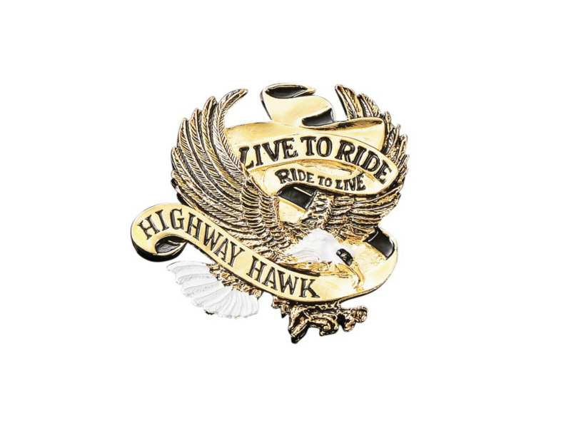 HIGHWAY HAWK Deko-Logo 117815 Live to Ride, Gued, Breite: 40 mm, Material: Zinklegierung