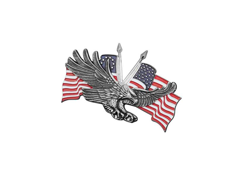 HIGHWAY HAWK Deko-Logo 117797 USA Hawk, festgelegt, Höhe: 70 mm, Breite: 110 mm, Material: Zinklegierung