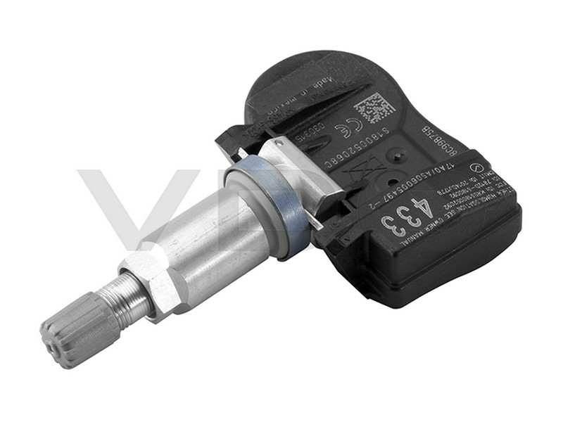 VDO Tire pressure sensor 10925257 Version: TG1C, Permissible maximum speed [km/h]: 250, Rims: for steel rims, for light alloy rims, Valve stem material: Aluminium, Colour: Silver, Frequency Range [MHz]: 433, Follow installation instructions: