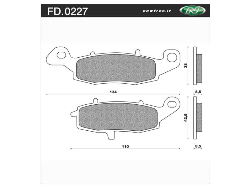 NEWFREN Bremsbeläge für Motorräder 10612067 Straße, Touring, gesintert, gesetzt, für eine Bremsscheibe!