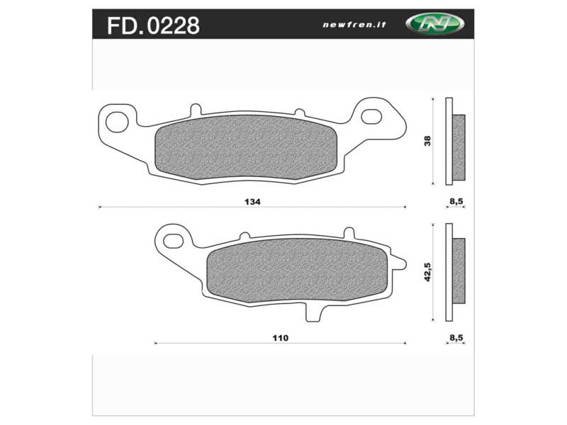 NEWFREN Bremsbeläge für Motorräder 10612071 Straße, Touring, gesintert, gesetzt, für eine Bremsscheibe!