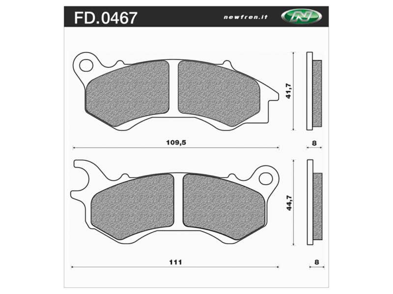 NEWFREN Bremsbeläge für Motorräder 10612379 Scooter, Elite, Bio, Set, für eine Bremsscheibe!