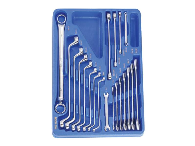 PUMA TOOLS Sterngabelschlüssel-Satz 10867125 Genius-Tools, Tablett, Stern, Gabel, + E-Torx-Schlüsselkit 20 PCs, 6-24 mm, 1/2 Tablett