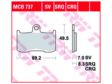 TRW Bremsbeläge für Motorräder 199299 Set, für eine Bremsscheibe!
Herstellereinschränkung: NISSIN, Dicke/Stärke [mm]: 7, Höhe [mm]: 49,5, Breite [mm]: 69,2 2.