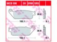 TRW Brake pad for motorcycle 198729 Set, for a brake disc!
Thickness [mm]: 8,1, Height [mm]: 38,9, Width [mm]: 102,1 2.