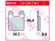 TRW Brake pad for motorcycle 198608 Set, for a brake disc!
Thickness [mm]: 6, Height [mm]: 45,4, Width [mm]: 35,7, Manufacturer Restriction: AJP 2.