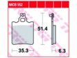 TRW Bremsbeläge für Motorräder 198639 Set, für eine Bremsscheibe!
Dicke/Stärke [mm]: 6,3, Höhe [mm]: 51,4, Breite [mm]: 35,3 2.