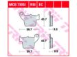 TRW Brake pad for motorcycle 199281 Set, for a brake disc!
Thickness [mm]: 9,6, Height [mm]: 43,9, Width [mm]: 59,7 2.