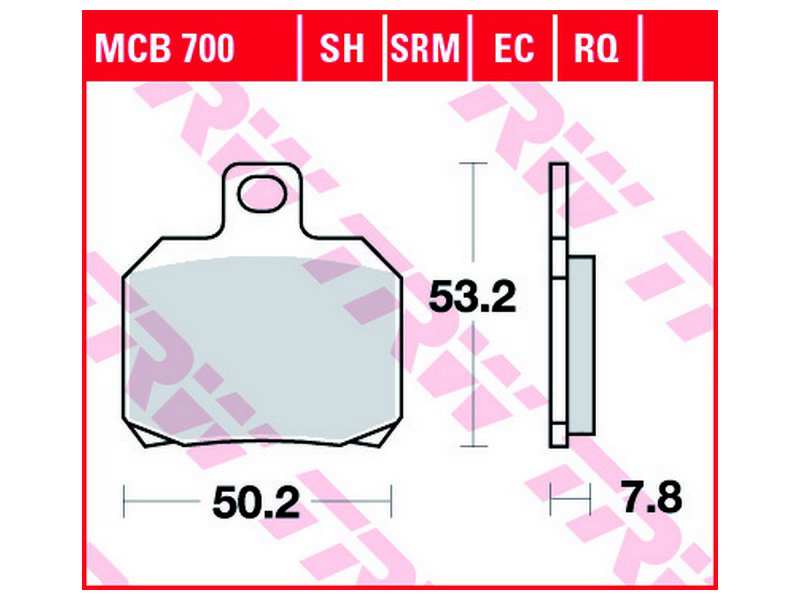 TRW Brake pad for motorcycle 199213 Set, for a brake disc!
Manufacturer Restriction: BREMBO, Thickness [mm]: 7,8, Height [mm]: 54,5, Width [mm]: 49,2