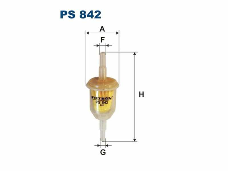 FILTRON Fuel filter (universal) 10701083 Filter type: In-Line Filter, Height [mm]: 105, Outer diameter [mm]: 36, Inlet O [mm]: 8, Outlet O [mm]: 8