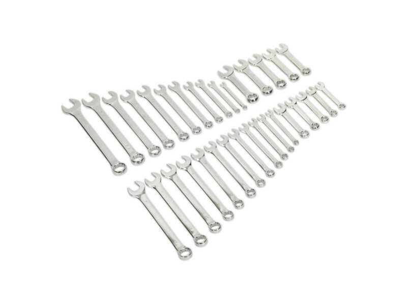 SEALEY Sterngabelschlüssel-Satz 330637 Metrik und Colos, CR-VA, Korrosionsbeständig, mit Lagerung, 33pcs, 8-19 mm und 1/4 "-7/8"