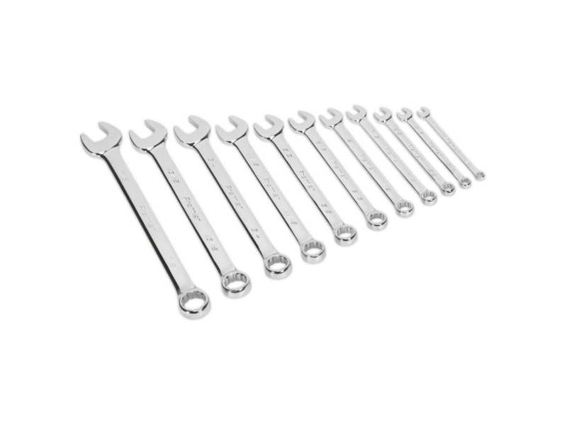 SEALEY Sterngabelschlüssel-Satz 330622 Imperial, CR-VA, langer Stamm, 11pcs, 1/4 ", 5/16", 3/8 ", 7/16", 1/2 ", 9/16", 5/8 ", 11/16" , 3/4 ", 13/16", 7/8 "mit Speicher