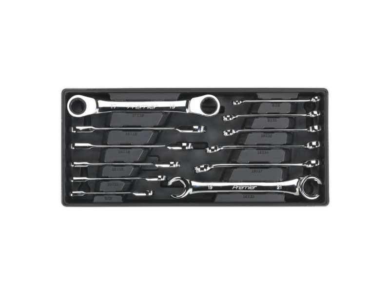 SEALEY Sterngabelschlüssel-Satz 330663 12 PCs Set, Bremsrohrschlüssel: 6 x 8, 9 x 11, 10 x 12, 13 x 14, 15 x 17, 19 x 21 mm, Ratschensternschlüssel: 8 x 9, 10 x 11, 12 x 13, 14 x 15, 16 x 18, 17 x 19 mm