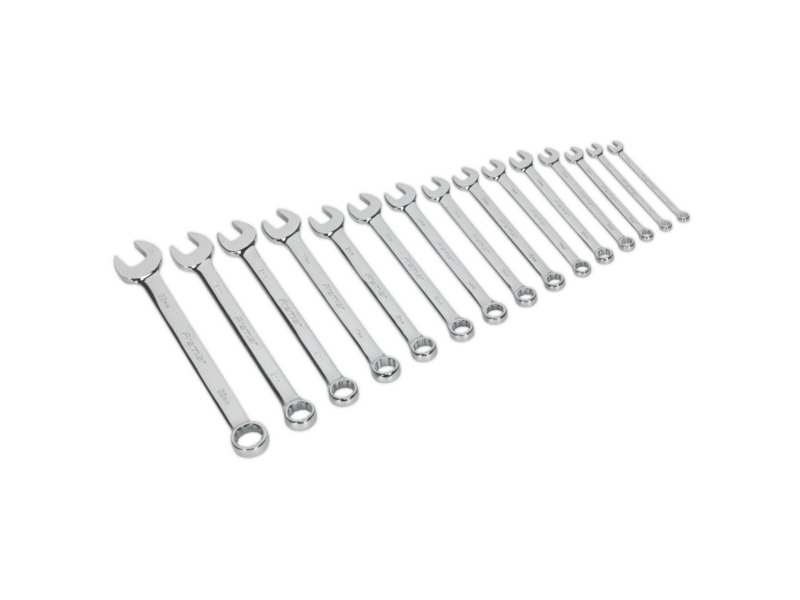 SEALEY Sterngabelschlüssel-Satz 330619 Metrik, CR-Va, Long-Stem, 15pcs, 7.06.8.9.11.11/12/13/14/15/16/17/18/19/22, mit Speicher