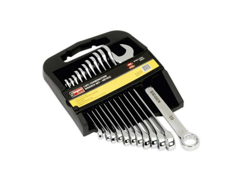SEALEY Sterngabelschlüssel-Satz 330651 Metrik, CR-VA, Korrosionsbeständige, 12pcs, 8-19 mm, mit Speicher