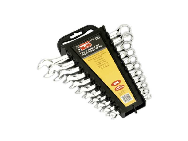 SEALEY Sterngabelschlüssel-Satz 330649 Metrik, CR-VA, Korrosionsbeständige, 11pcs, 6-19 mm, mit Speicher
