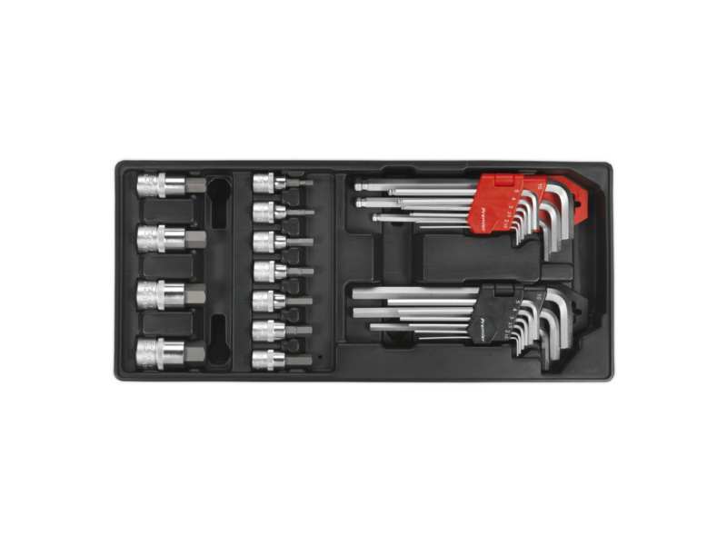 SEALEY Allen key set 331303 29 pcs set, albus: 1.5, 2, 2.5, 3, 4, 5, 6, 8, 10mm, IMBUSS BUTTON END: 1.5, 2, 2.5, 3, 4, 5, 6, 8, 10mm, hex-plug key Head 3/8 ": 4, 5, 6, 7, 8, 9, 10mm, Hex-Spring Key 1/2": 12, 14, 17, 19mm