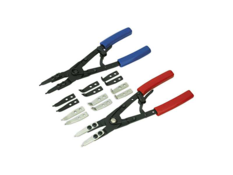 SEALEY Circlip pliers 332592 Inventory, exterior/internal zeros with interchangeable jaws 0 °, 15 °, 45 °, 90 ° (2.75mm), 0 °, 15 °, 45 °, 90 °, (3mm), length: 265mm, capacity: 50mm