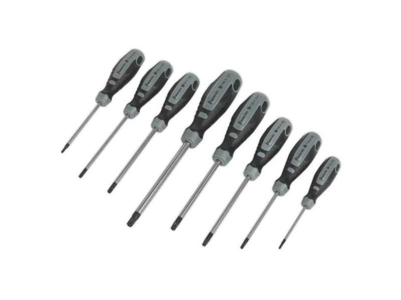 SEALEY Torx-screwdriver set 332366 Set, 8 pieces, gripmax®, extra strong, CR-Mo, Magnetized mountain, borekat trx, boreat trx-Star*, T8H x 60, T10h x 80, T15H x 80, T20H X 100, T25H X 100, T27H X 100, T30H X 100, T40H x 125mm