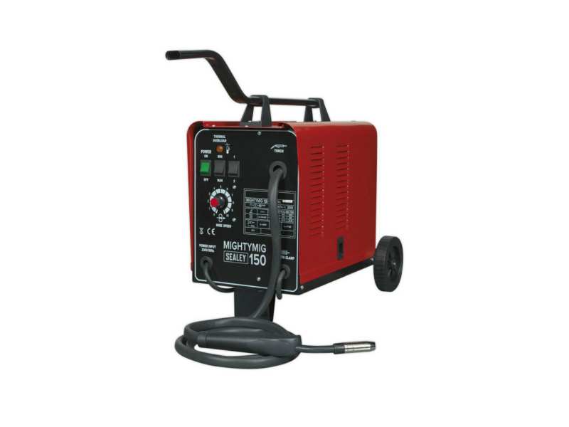 SEALEY Schutzgas-Schweißmaschine 332423 Professional, 30-150A, CO2/Argon/Mix, 230 V, 4,5 kW, 26 kg, Gaskonvergenz-Kit hinzufügen: 120.802032, Erdkabel: 1,8 m, Gasrohr: 1 m, 0,45 kg Draht