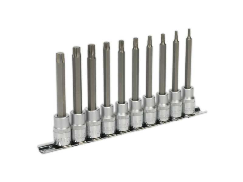 SEALEY Bit socket kit 332681 10 db -ostorx, 3/8 "connection size, 100mm, T10, T15, T20, T25, T27, T30, T40, T45, T47, T50