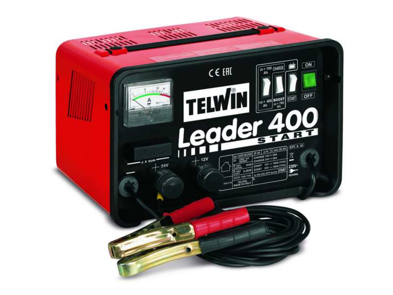 TELWIN Batterieladegerät 333014 230 V, 300 W, 12/24 V, 23/12A Ladestrom, 25/30-300/160 AH-Batterien, Überchain, Polaritätsänderung und Kurzschlussschutz, 2,2 kW-Startleistung