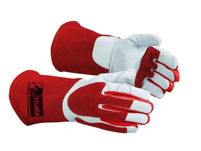 TELWIN Schweißhandschuhe 333039 Leder, rot und weiß