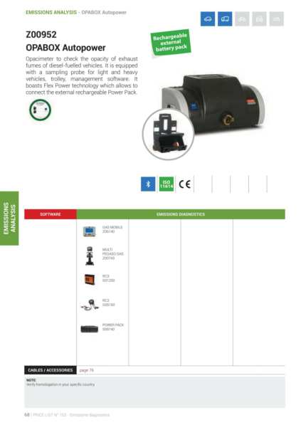 TEXA Emissionmeter 10172844 OPBOX Autopower, Particular Board, USB, Bluetooth, stand, internal battery, software, exterior batter 1.