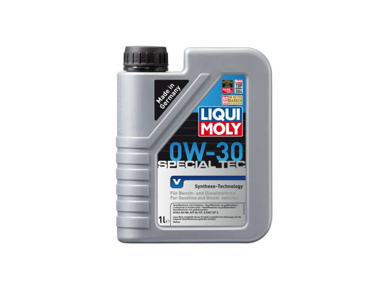 LIQUI-MOLY Motor oil 603972 Special TEC V 0W-30 Motor Oil, 1L, Synthetic Technology based on fuel-saving engine oil.
Content [litre]: 1, Packing Type: Canister, SAE viscosity class: 0W-30, ACEA specification: A5/B5, ILSAC specification: GF-3, Manufacturer Approval: API SL/CF, Volvo VCC 95200377
Cannot be taken back for quality assurance reasons!