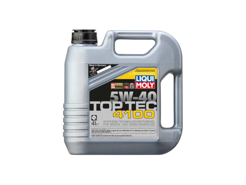 LIQUI-MOLY Motorenöl 469313 TOP TEC 4100 5W-40, 4l
Inhalt [Liter]: 4, Gebindeart: Kanister, Viskositätsklasse nach SAE: 5W-40, Spezifikation nach ACEA: C3, Spezifikation nach API: SN, Herstellerfreigabe: API SN, Ford WSS-M2C 917-A, MB-Freigabe 229.31, Porsche A40, VW 505 00/505 01, Ölherstellerempfehlung: BMW Longlife-04, Fiat 9.55535-H2, Fiat 9.55535-M2, Fiat 9.55535-S2, GM dexos2
Kann aus Gründen der Qualitätssicherung nicht zurückgenommen werden!