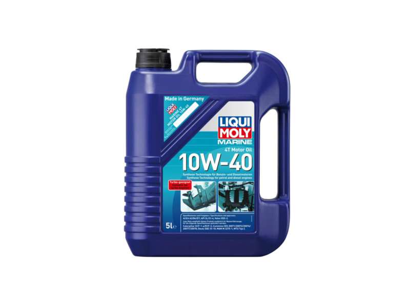 LIQUI-MOLY Motor oil (Marine) 604159 Length [cm]: 95, Content [litre]: 5, Packing Type: Canister, SAE viscosity class: 10W-40, ACEA specification: E7, A3/B4, API specification: SL, CI-4, Manufacturer Approval: Mack EO-N, Renault Trucks RLD-2, VOLVO VDS-3, Oil - manufacturer recommendation: Caterpillar ECF-1-a, Caterpillar ECF-2, Cummins CES 20071, Cummins CES 20072, Cummins CES 20076, Cummins CES 20077, Cummins CES 20078, Deutz DQC III-10, MAN M 3275-1, MTU Typ 2 
Capacity [litre]: 5, Packing Type: Canister, SAE viscosity class: 1