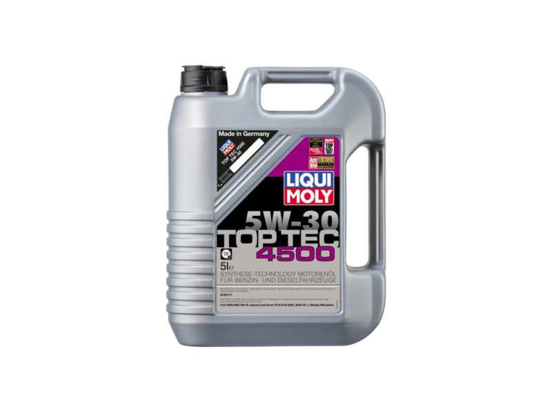 LIQUI-MOLY Motorenöl 469329 TOP TEC 4500 5W-30, 5l
Inhalt [Liter]: 5, Gebindeart: Kanister, Viskositätsklasse nach SAE: 5W-30, Spezifikation nach ACEA: C1, Herstellerfreigabe: Jaguar STJLR.03.5005, Ölherstellerempfehlung: Ford WSS-M2C 934-B, JASO DL-1, Mazda, Mitsubishi
Kann aus Gründen der Qualitätssicherung nicht zurückgenommen werden!