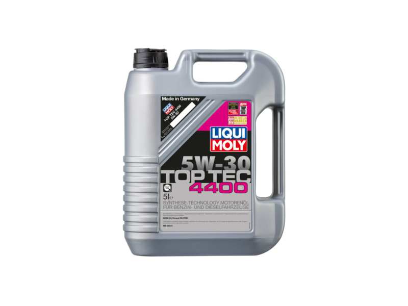 LIQUI-MOLY Motorenöl 469324 TOP TEC 4400 5W-30, 5l
Inhalt [Liter]: 5, Gebindeart: Kanister, Viskositätsklasse nach SAE: 5W-30, Spezifikation nach ACEA: C4, Herstellerfreigabe: Renault RN 0720, Ölherstellerempfehlung: Fiat 9.55535-S4, MB 226.51/229.51
Kann aus Gründen der Qualitätssicherung nicht zurückgenommen werden!