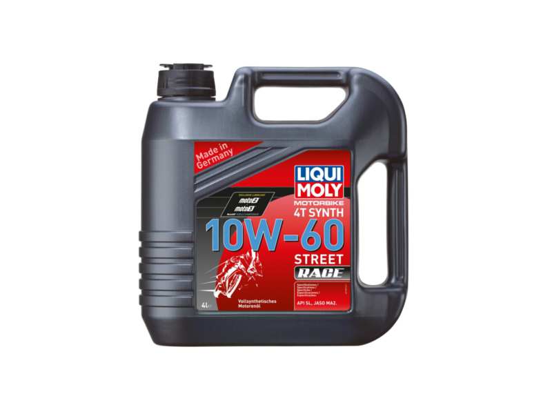 LIQUI-MOLY Motorenöl (Motorrad) 604221 Länge [cm]: 99, Inhalt [Liter]: 4, Gebindeart: Kanister, Viskositätsklasse nach SAE: 10W-60, Spezifikation nach API: SN+, Spezifikation nach JASO: MA2 
Inhalt [Liter]: 4, Gebindeart: Kanister, Viskositätsklasse nach SAE: 10W-60, Spezifikation nach API: SN+, Spezifikation nach JASO: MA2
Kann aus Gründen der Qualitätssicherung nicht zurückgenommen werden!