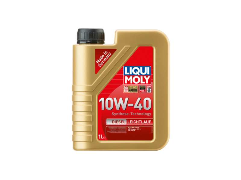 LIQUI-MOLY Motorenöl 603043 Leichtlauf Diesel (halbsynthetisch), 10W-40, 1l
Inhalt [Liter]: 1, Gebindeart: Kanister, Viskositätsklasse nach SAE: 10W-40, Spezifikation nach ACEA: A3/B4, Herstellerfreigabe: MB-Freigabe 229.3, VW 505 00, Ölherstellerempfehlung: MB 229.1, PSA B71 2294, Renault RN 0710
Kann aus Gründen der Qualitätssicherung nicht zurückgenommen werden!