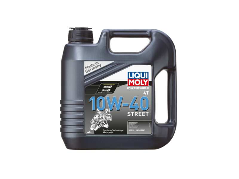 LIQUI-MOLY Motor oil (Motorcycle) 604219 Length [cm]: 99, Content [litre]: 4, Packing Type: Canister, SAE viscosity class: 10W-40, API specification: SN+, JASO specification: MA2 
Content [litre]: 4, Packing Type: Canister, SAE viscosity class: 10W-40, API specification: SN+, JASO specification: MA2
Cannot be taken back for quality assurance reasons!